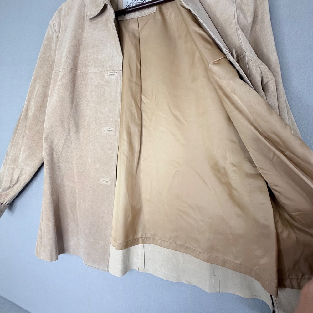 LORD & TAYLOR Tan Suede Leather Jacket Women's Size L Classic Style - Picture 11 of 14